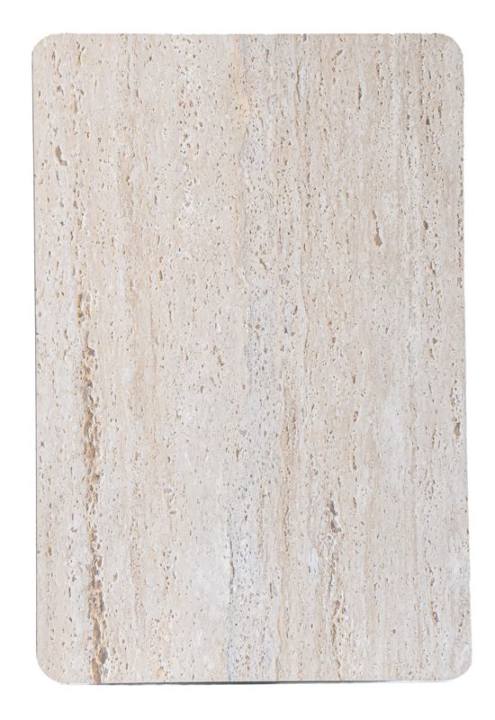 Smooth sheet with travertine finish