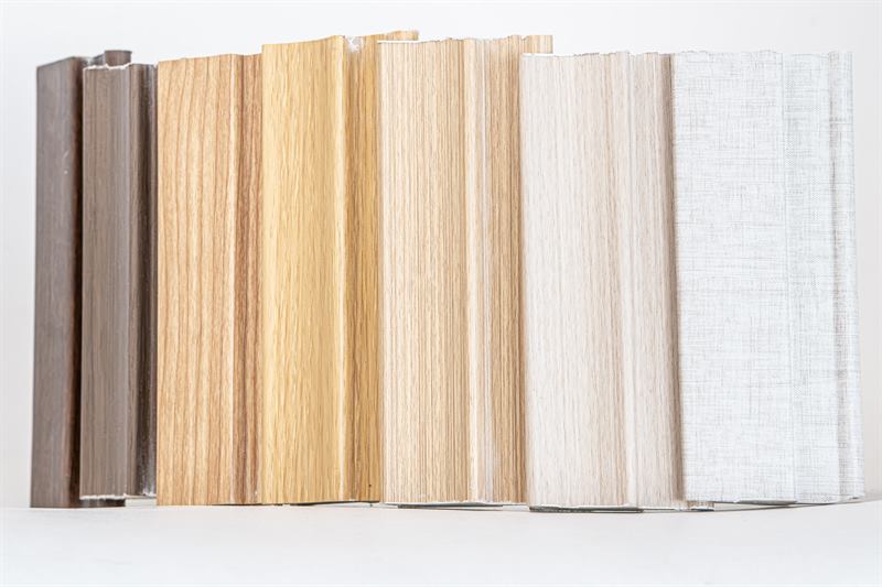 Row of samples with wood finishes