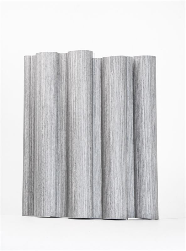 Grey WPC fluted panel standing upright